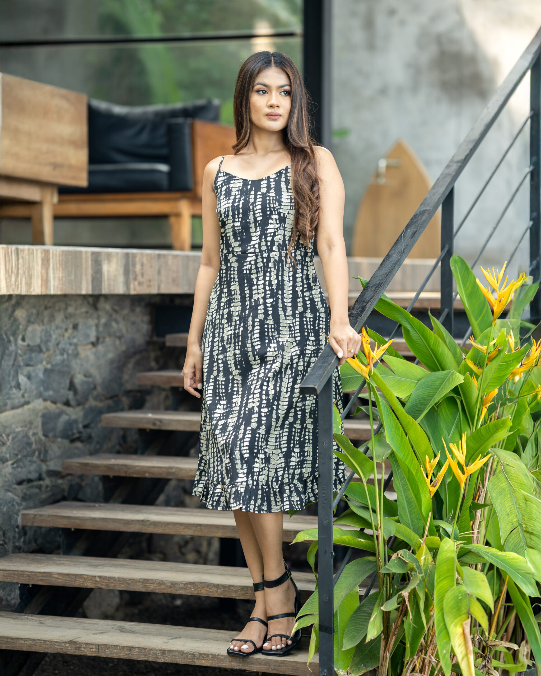TYE DYE PRINT CAMI MIDI DRESS