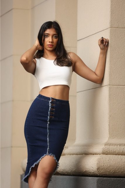 DENIM BUTTON WRAP SKIRT - Image 2