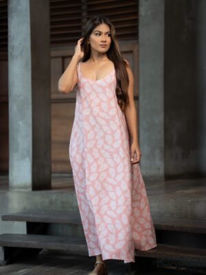 LEAF PRINTED TENT MAXI DRESS
