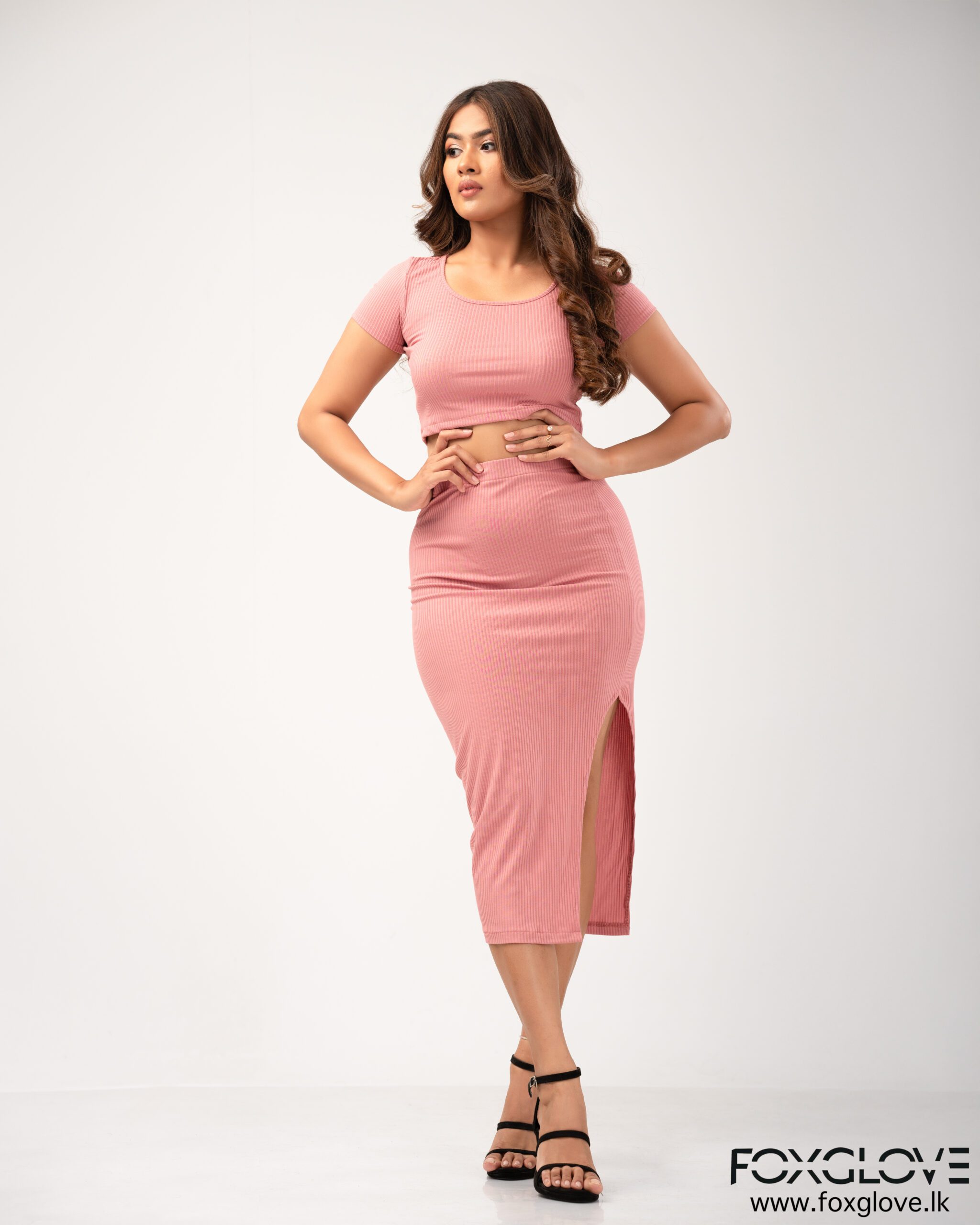 RIB CROP TOP AND SKIRT SET