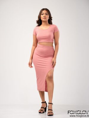 RIB CROP TOP AND SKIRT SET
