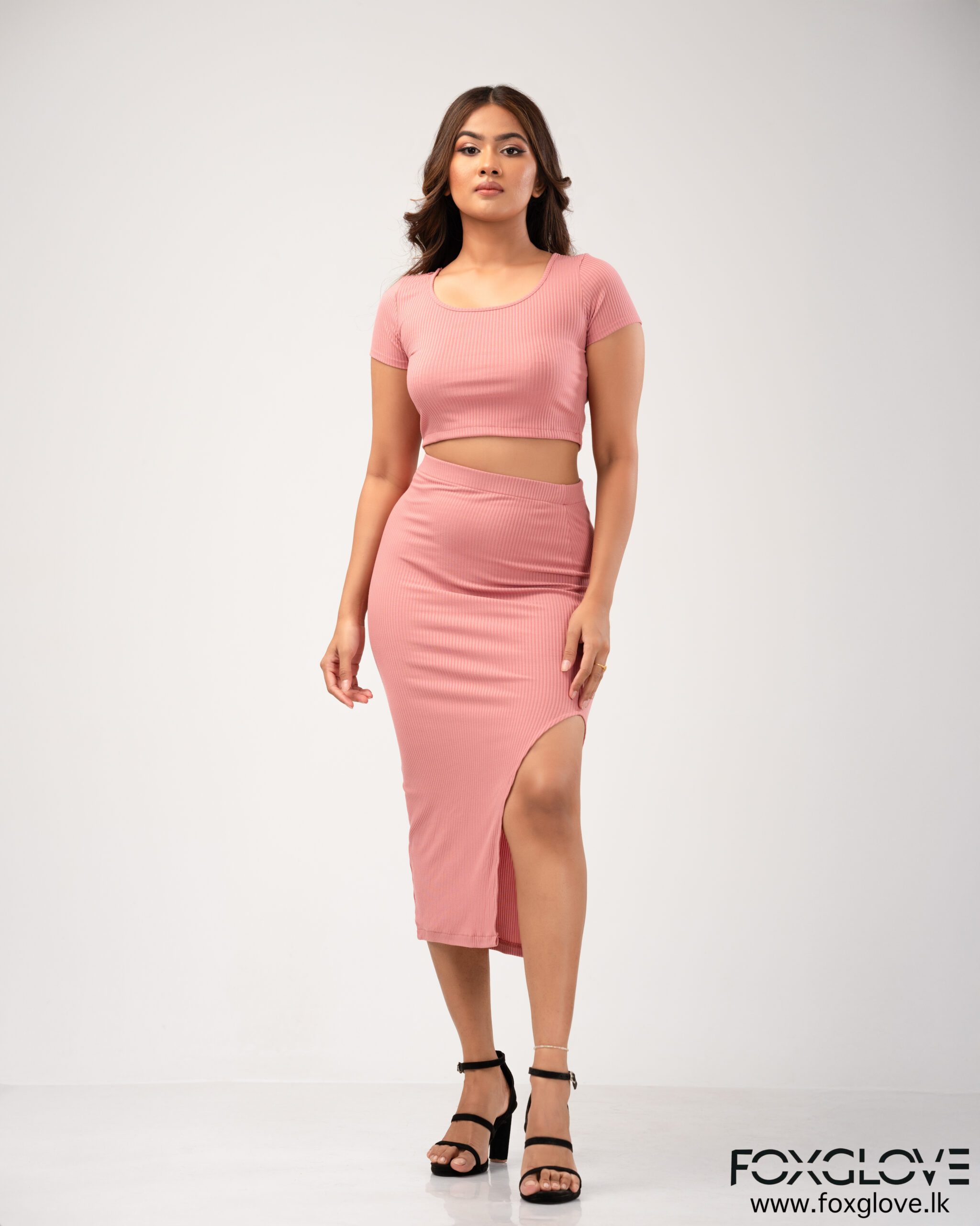 RIB CROP TOP AND SKIRT SET