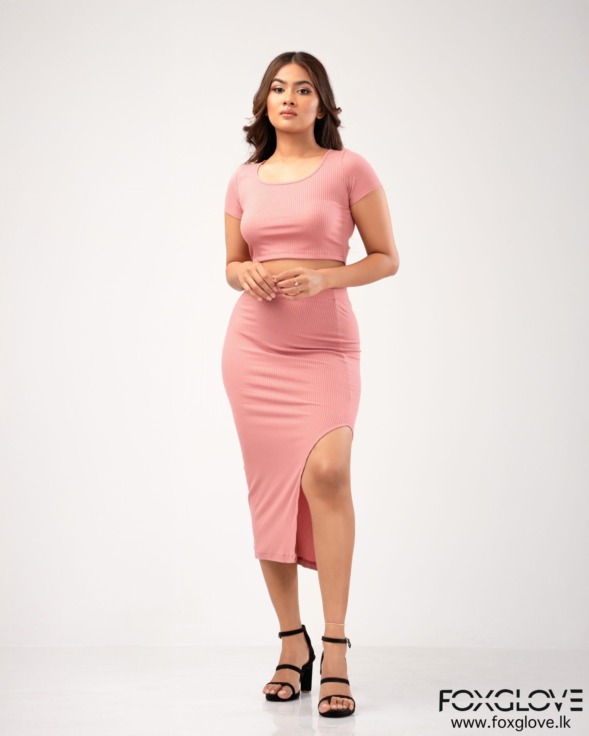 RIB CROP TOP AND SKIRT SET