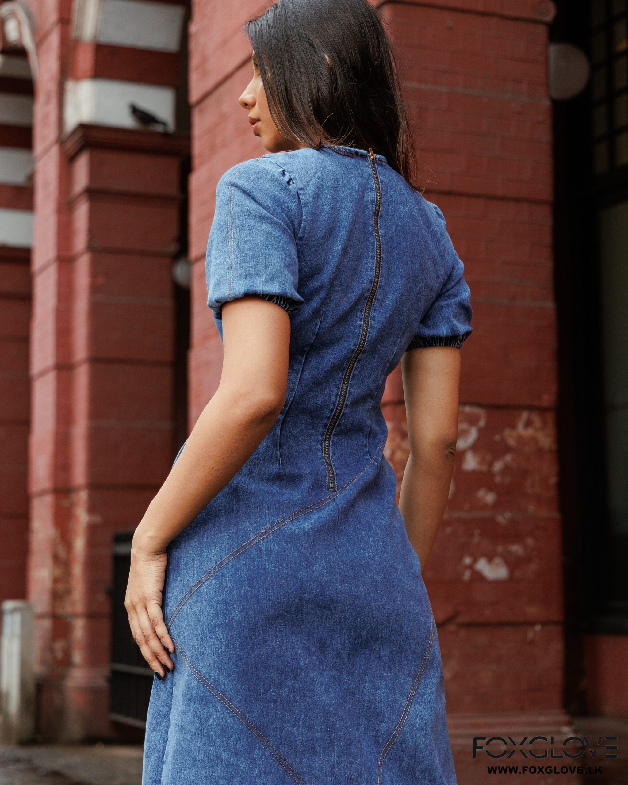 ANITA ZIG-ZAG STITCH DETAILS DENIM DRESS - Image 3