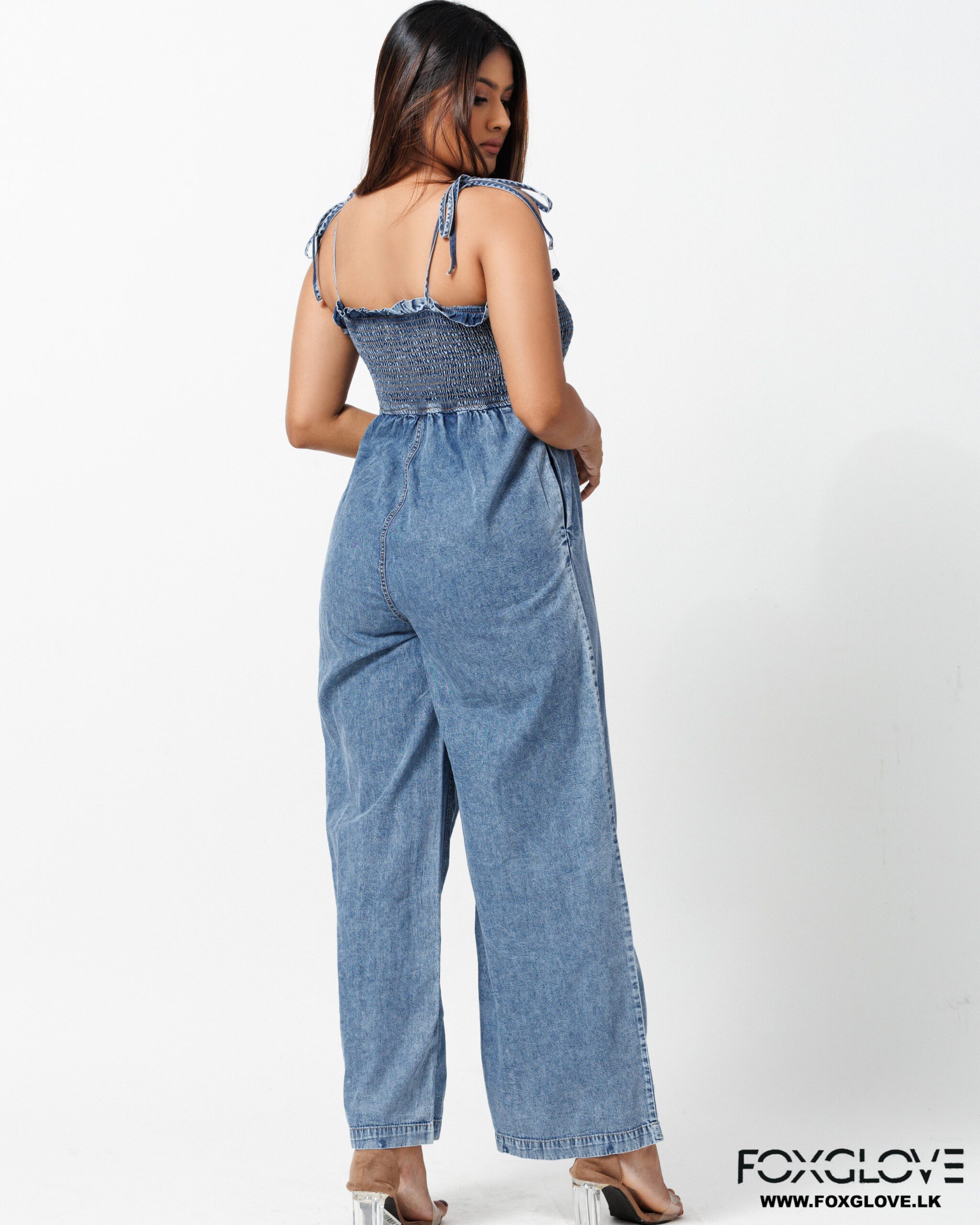 SMOCKED CHAMBRAY JUMSUIT - Image 4