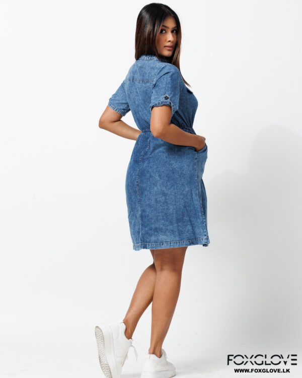 FRENCH BLUE POCKETS TIE WAIST DRESS - Image 3