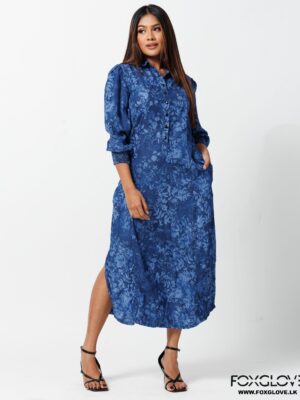 TENCEL FLORAL SHIRT MAXI DRESS