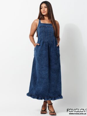 CLAIR ECHOES BLUE DENIM MIDI DRESS