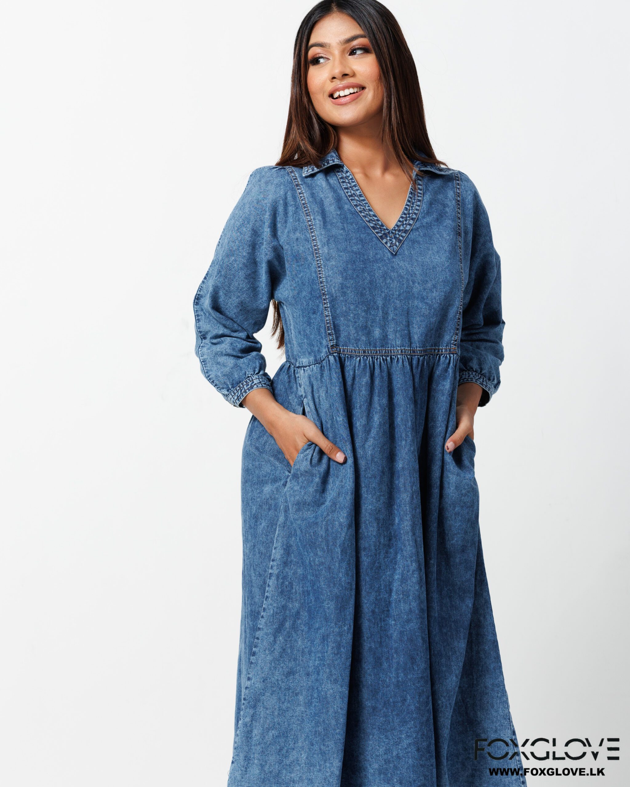 WILMA CHAMBRAY LONG DRESS - Image 3