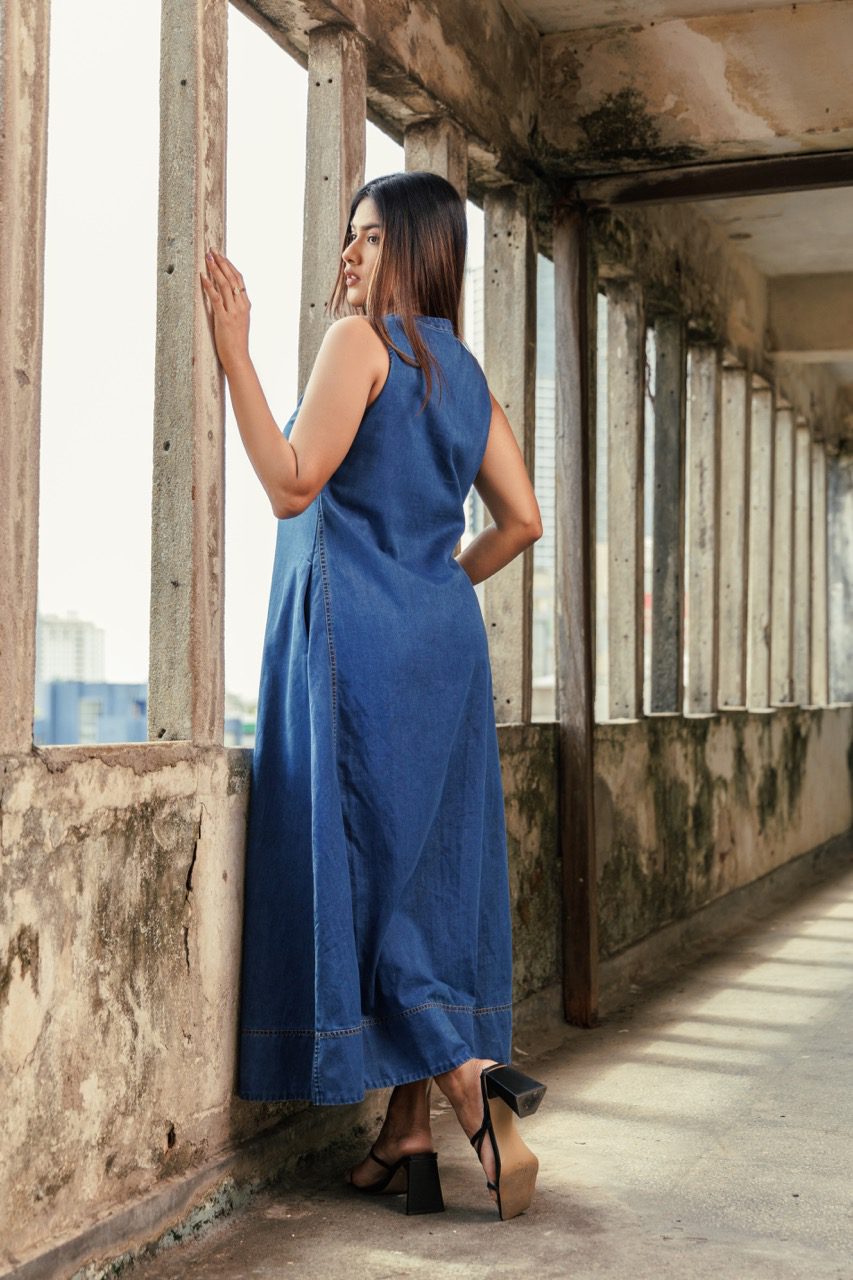 TARA A-LINE DENIM DRESS - Image 2