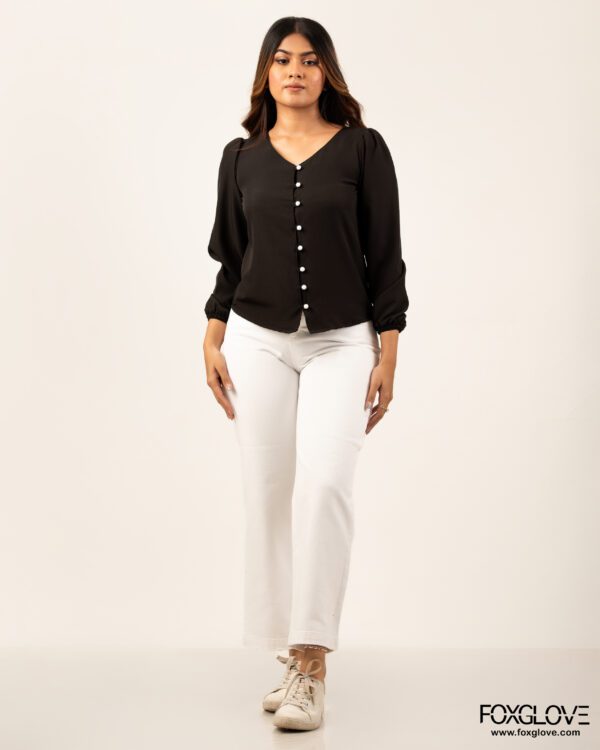BUTTON DETAIL LONG SLEEVE OFFICE BLOUSE