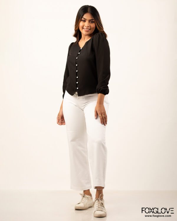 BUTTON DETAIL LONG SLEEVE OFFICE BLOUSE - Image 2