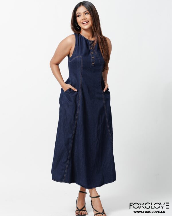 PRINCES SEAMED A-LINE CHAMBRAY DRESS - Image 3