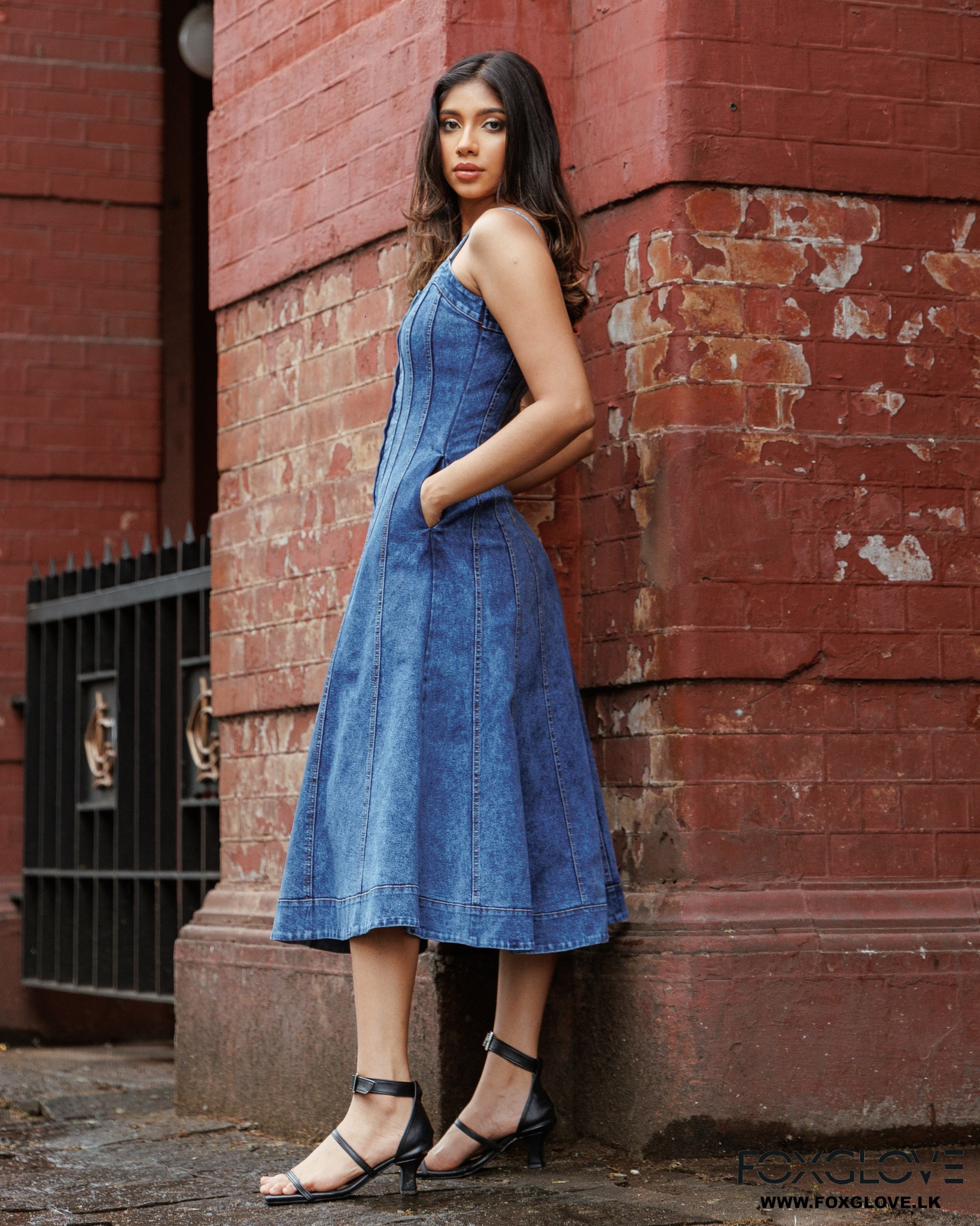 FEEL THE BEAT DENIM MIDI DRESS - Image 3