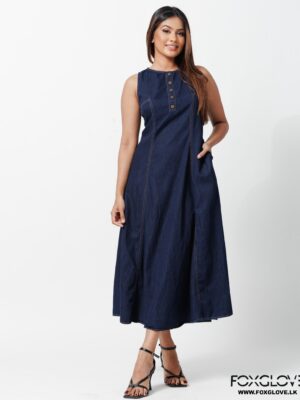 PRINCES SEAMED A-LINE CHAMBRAY DRESS