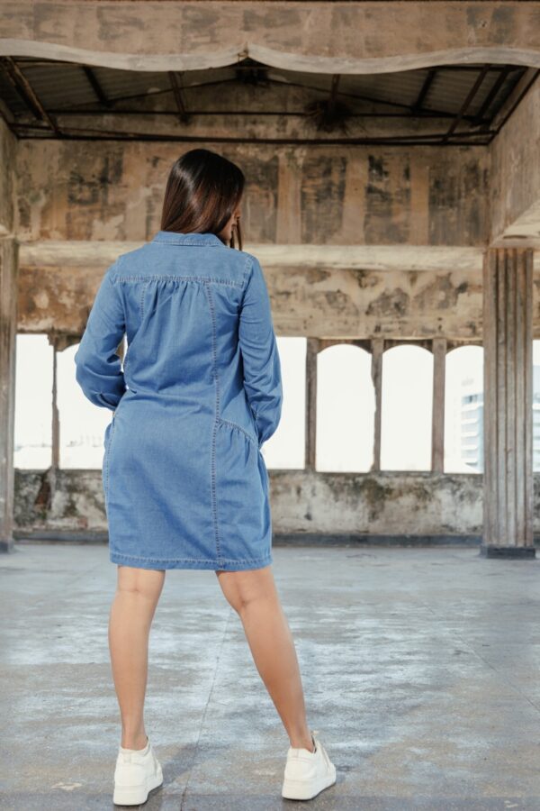 BLUE ISLA DENIM SHIRT COTTON SHORT DRESS - Image 2