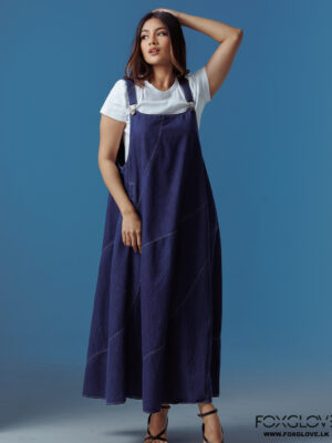 CASUAL BLUE OVERSIZED PATCHWORK DENIM LINE DRESS