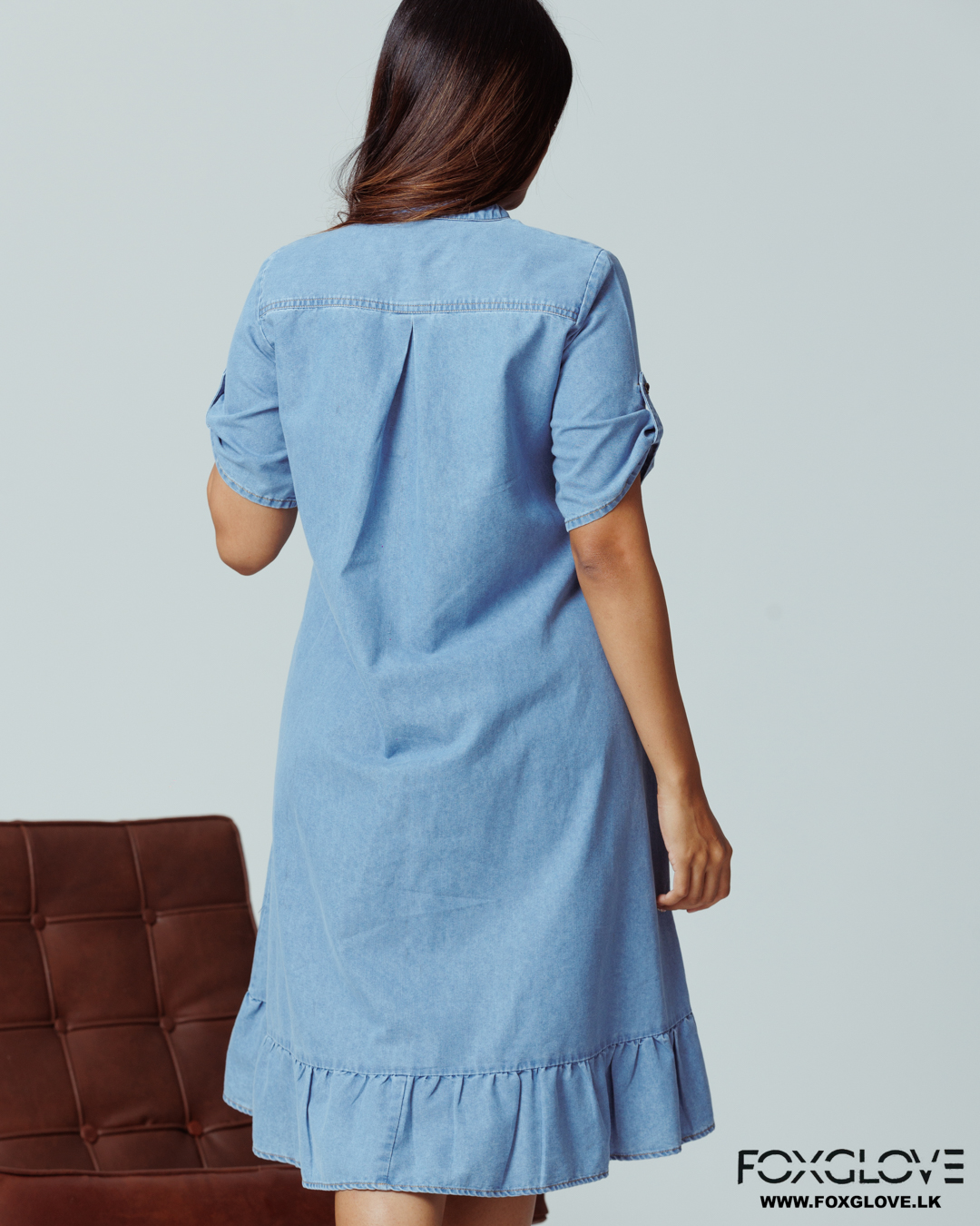 YUMI BLUE RELAXED FIT CHAMBRAY HI-LOW DRESS - Image 3