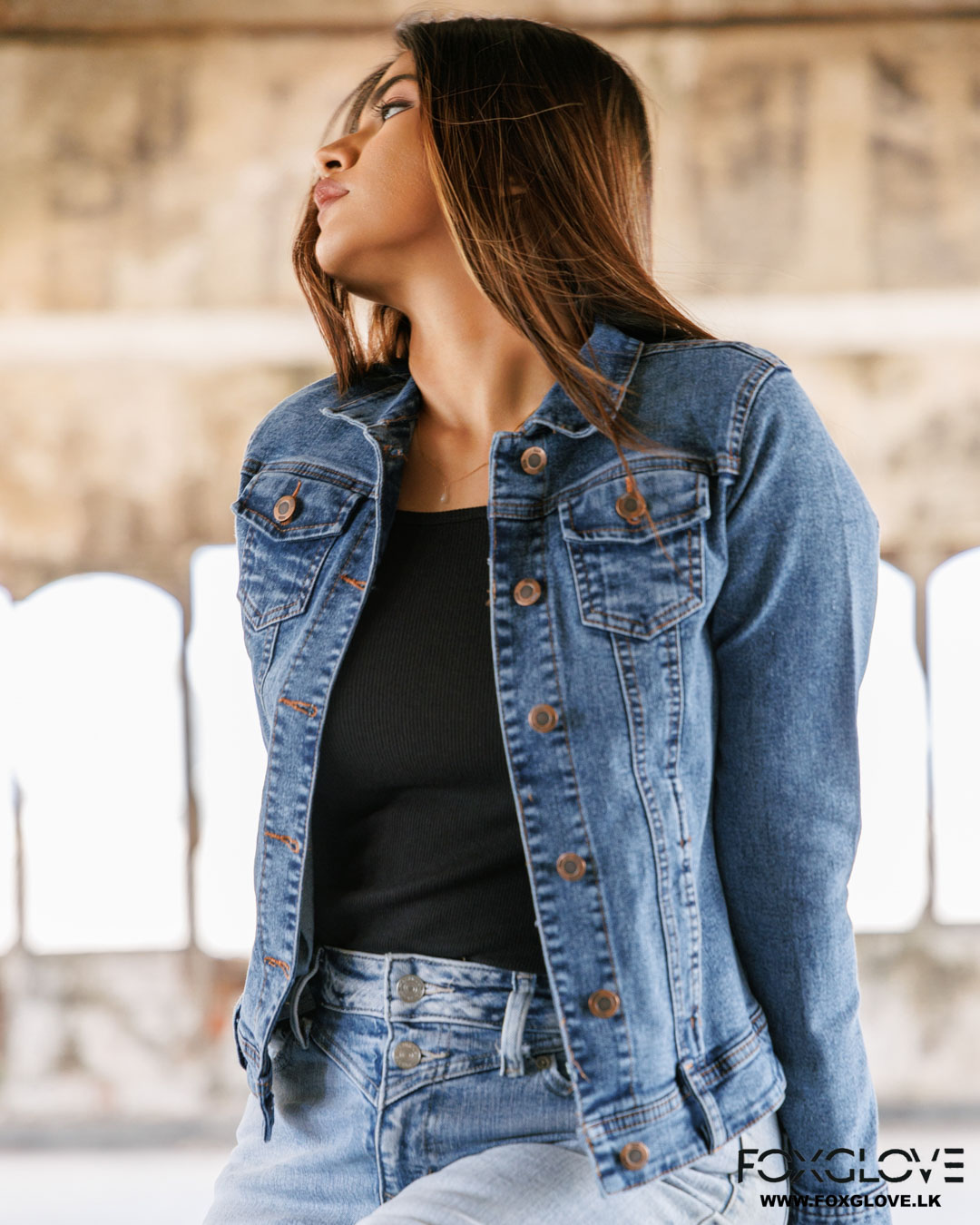 WOMENS LONG SLV TRUCKER DENIM JACKET - Image 2