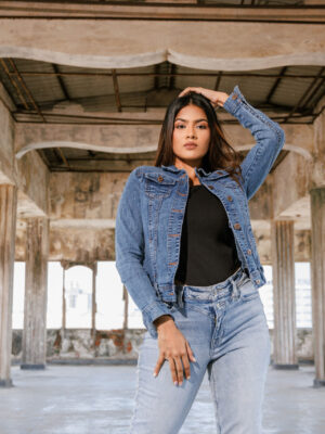 WOMENS LONG SLV TRUCKER DENIM JACKET