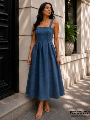 ANDREA DENIM MIDI DRESS