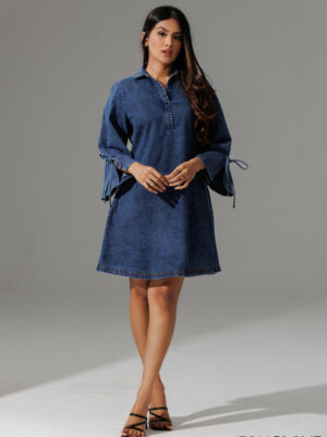 HORIZON DARK WASH DENIM SHORT DRESS