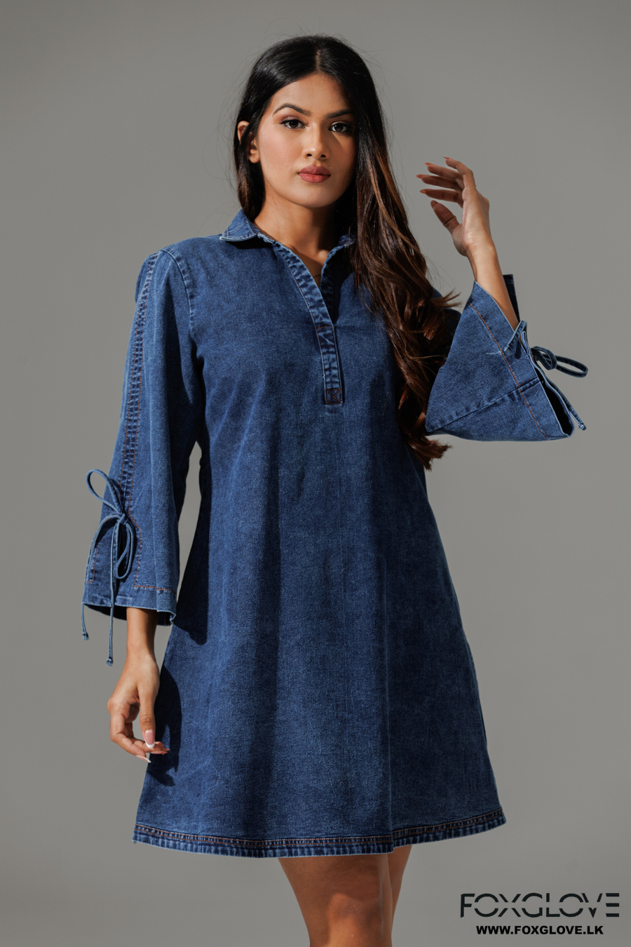 HORIZON DARK WASH DENIM SHORT DRESS - Image 3