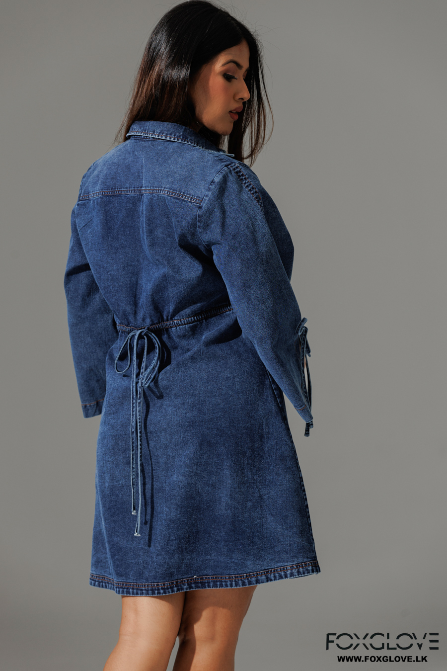 HORIZON DARK WASH DENIM SHORT DRESS - Image 2