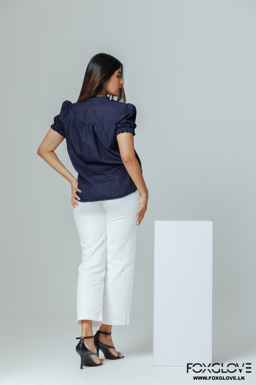ALY DENIM PUFF SLEEVE BLOUSE - Image 5