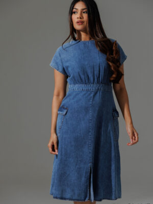 GENEVE BLUE CARGO POCKET DRESS