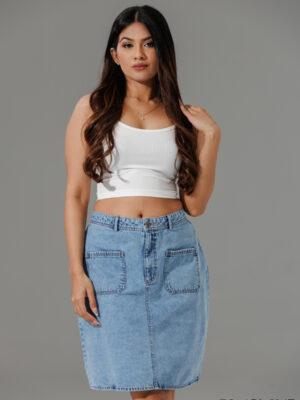 CASUAL PATCH POCKET SHORT SKIRT