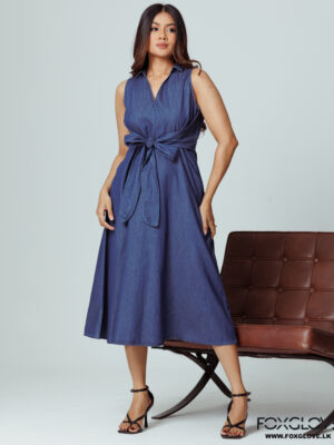 BLUE BECKY CHAMBRAY DRESS