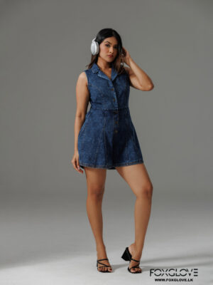 WASHED DENIM ROMPER