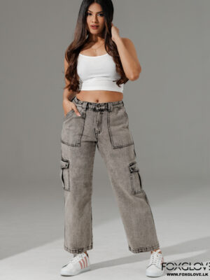 WIDE LEG DENIM CARGO PANT