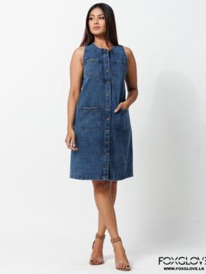 URBAN LEGEND BUTTON FRONT DENIM SHORT DRESS