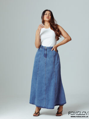 DENIM TWILL POCKET MAXI SKIRT