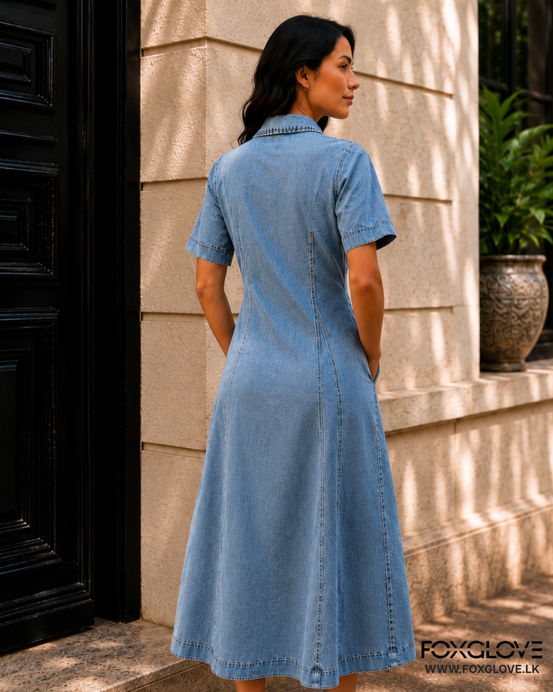 JULIA LIGHT WASH MIDI CHAMBRAY - Image 3