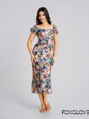 SIMONE PUFF SLEEVE MIDI DRESS