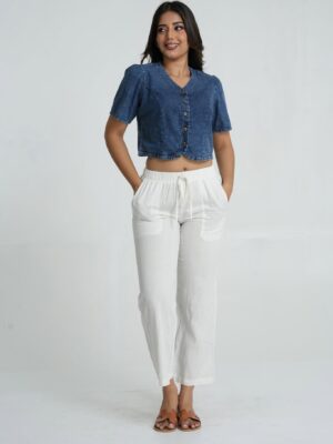 ANGIE WHITE LINEN PANT