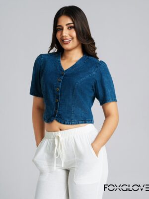 SADIE DENIM BUTTON UP TOP