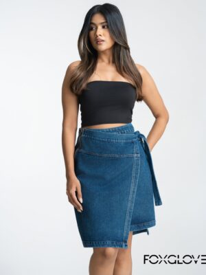ASYMMETRICAL SIDE TIE CASUAL DENIM MINI SKIRT